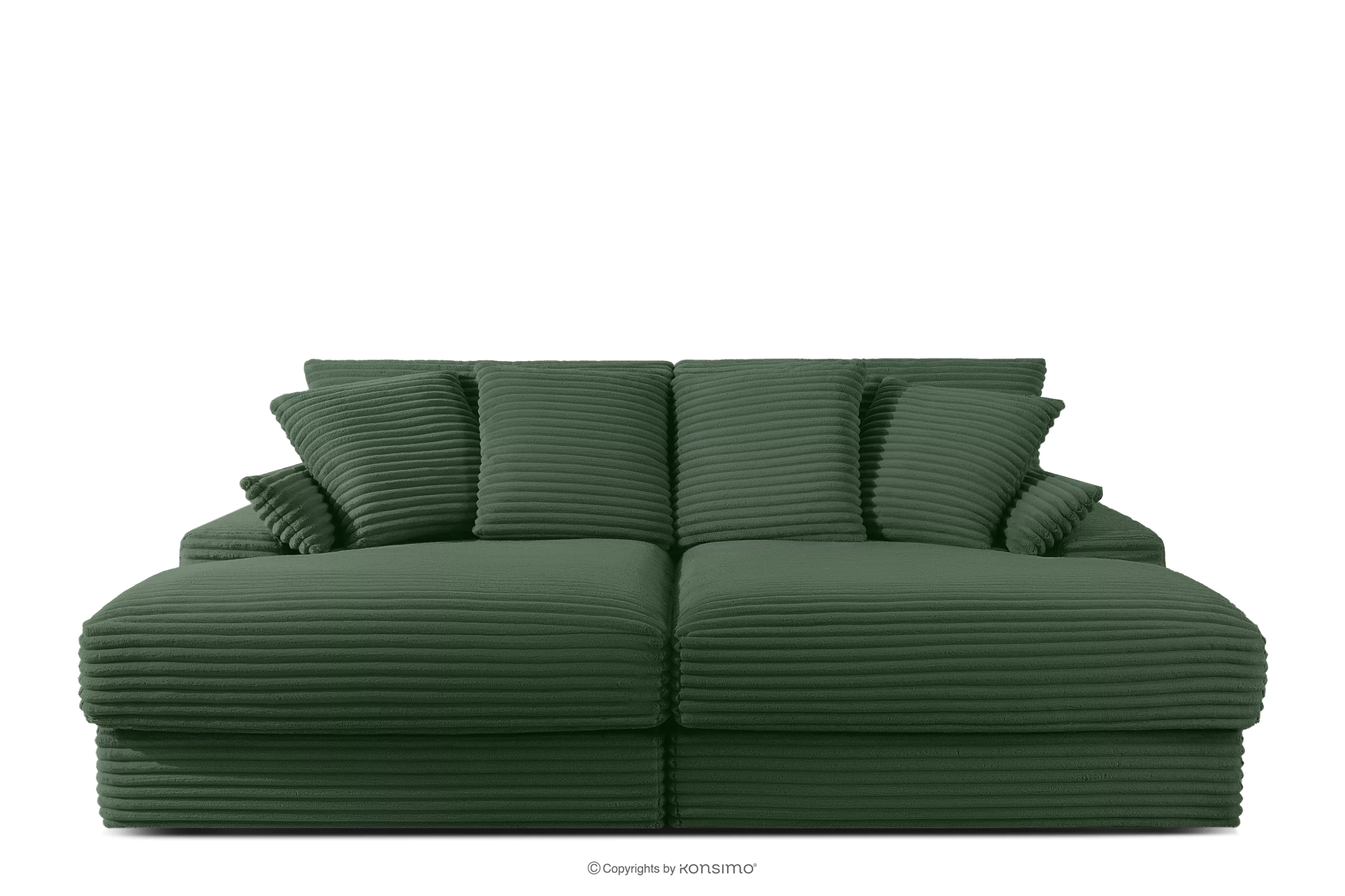 Sofa z głębokim siedziskiem trzyosobowa w tkaninie sztruks ciemny zielony ACERA
