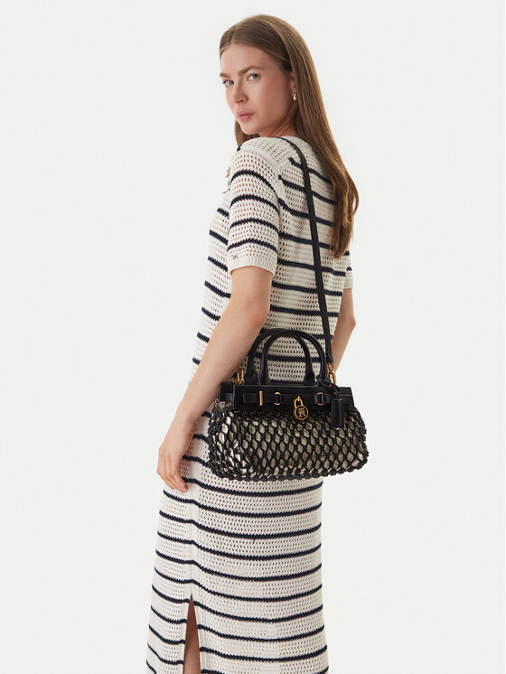 Tommy Hilfiger Torebka American Icon Mini Tote Macrame AW0AW18542 Czarny