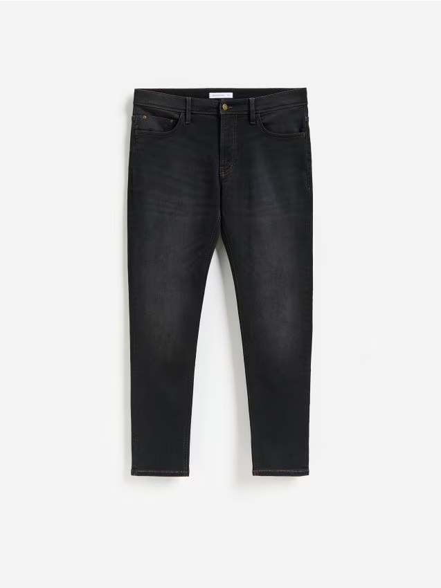 Reserved - Jeansy slim fit z efektem sprania - szary