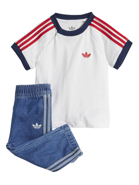adidas Komplet t-shirt i spodnie Denim JC7863 Niebieski Regular Fit