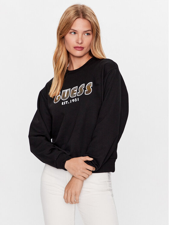 Guess Bluza W3YQ13 K8802 Czarny Relaxed Fit