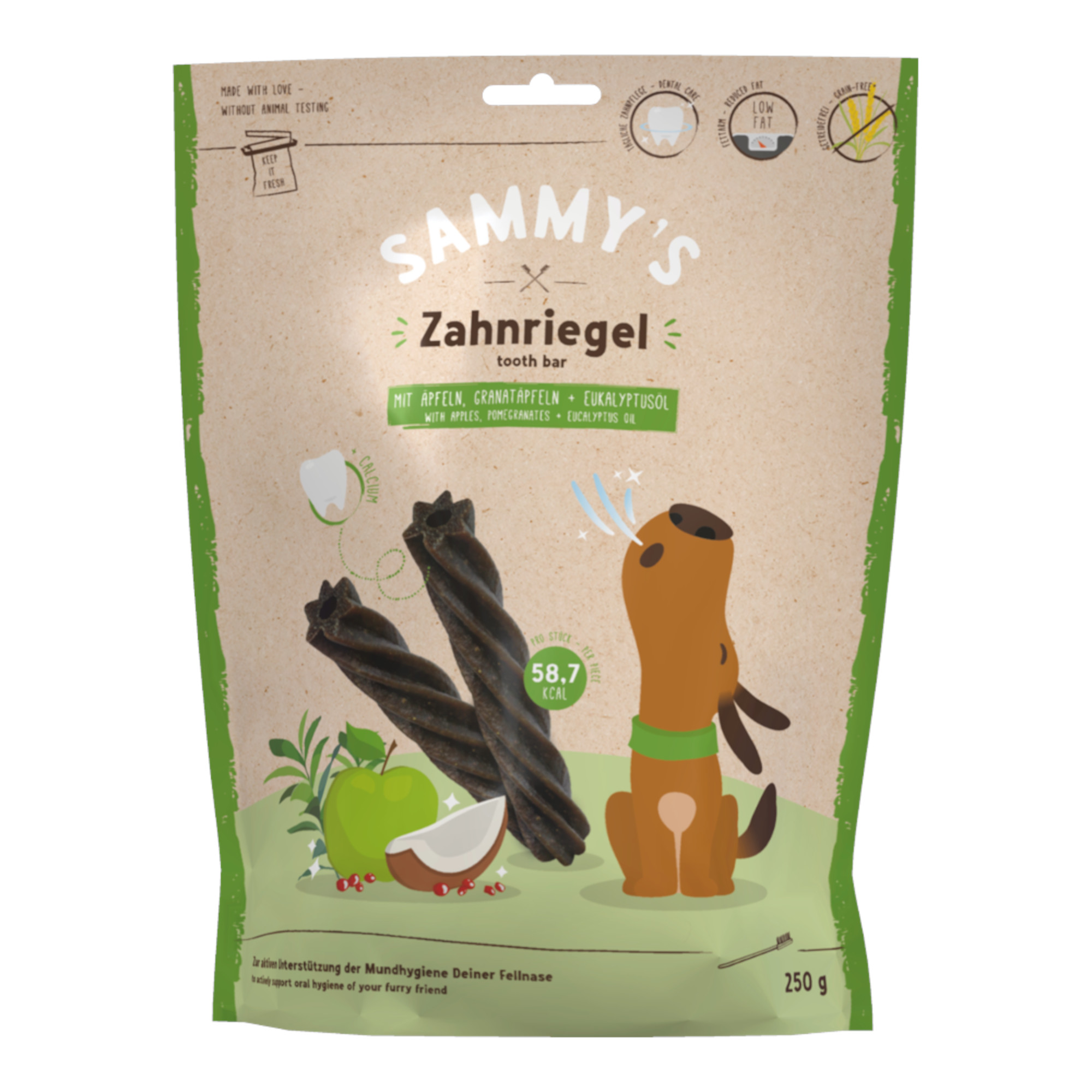 Sammy´s pałeczki do czyszczenia zębów, z jabłkiem, granatem i olejkiem eukaliptusowym - 250 g