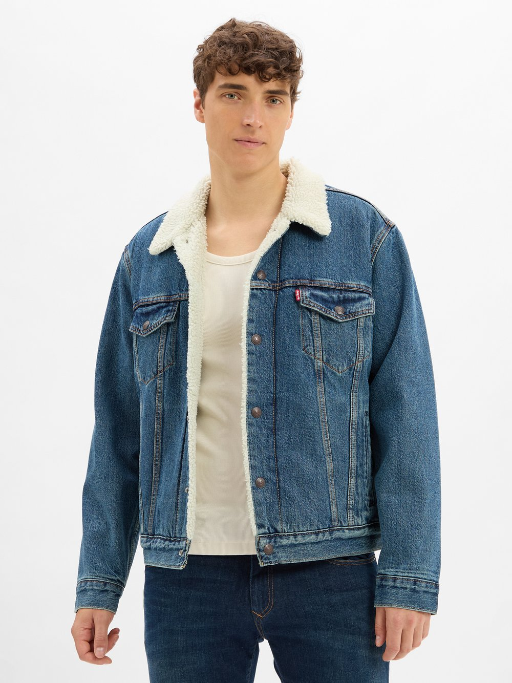 Levi's Męska kurtka dżinsowa Mężczyźni Jeansy niebieski, L