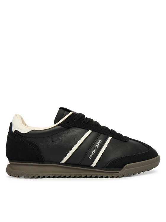 Tommy Jeans Sneakersy Tjw Low Profile Runner Lthr Mix EN0EN03001 Czarny