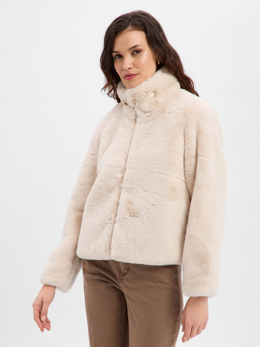 Nümph Damska kurtka z pluszowym futerkiem - NUWinda Kobiety Sztuczne włókno biały, 40