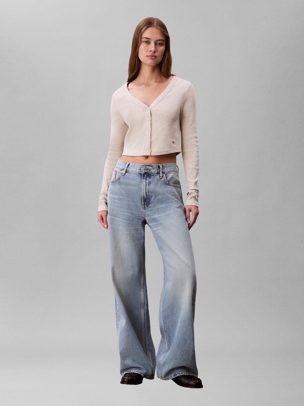Calvin Klein Jeans Damska koszulka z długim rękawem Kobiety Bawełna szary, L