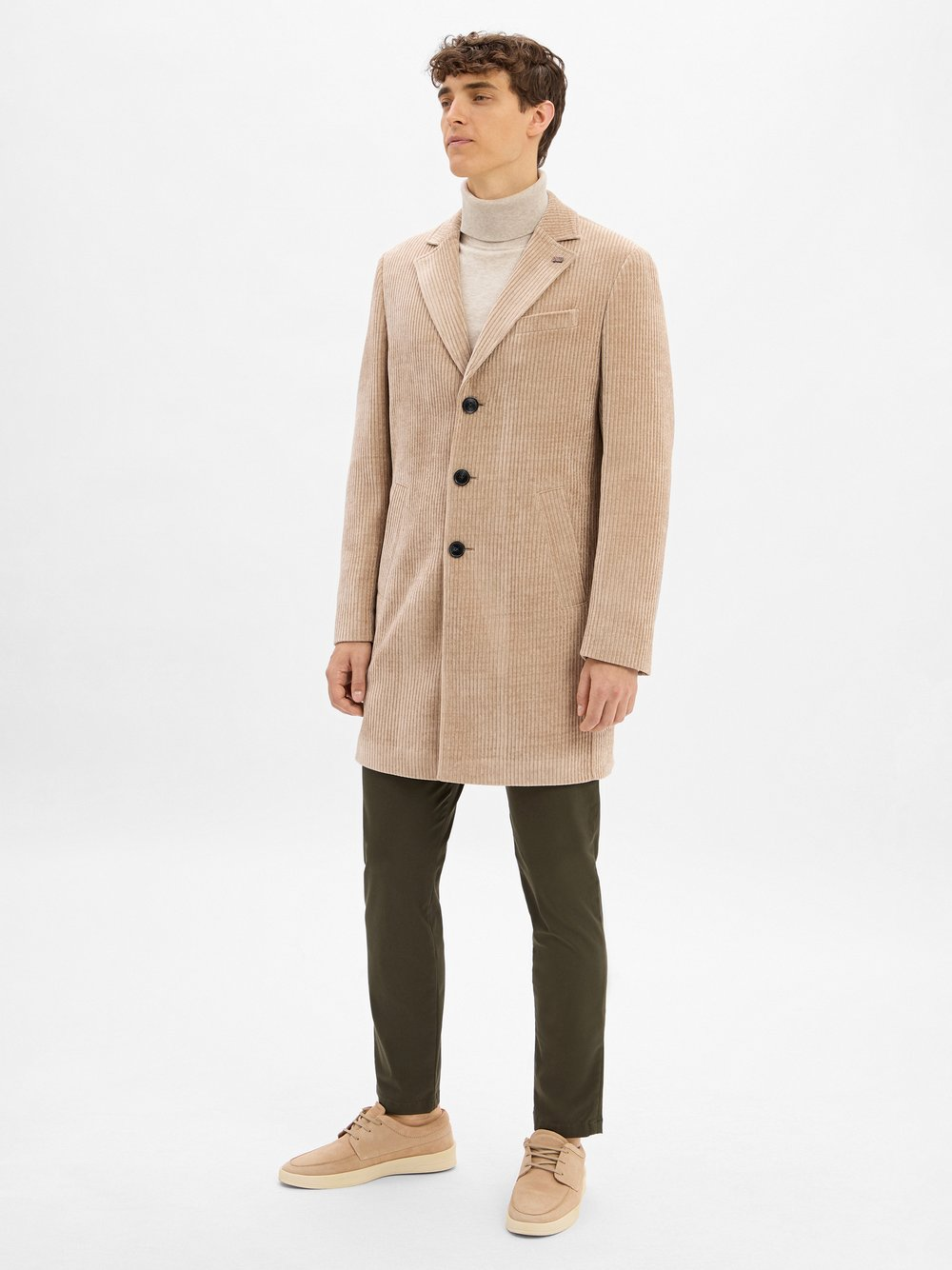 Finshley & Harding London Męski płaszcz sztruksowy Mężczyźni brązowy jednolity, 52