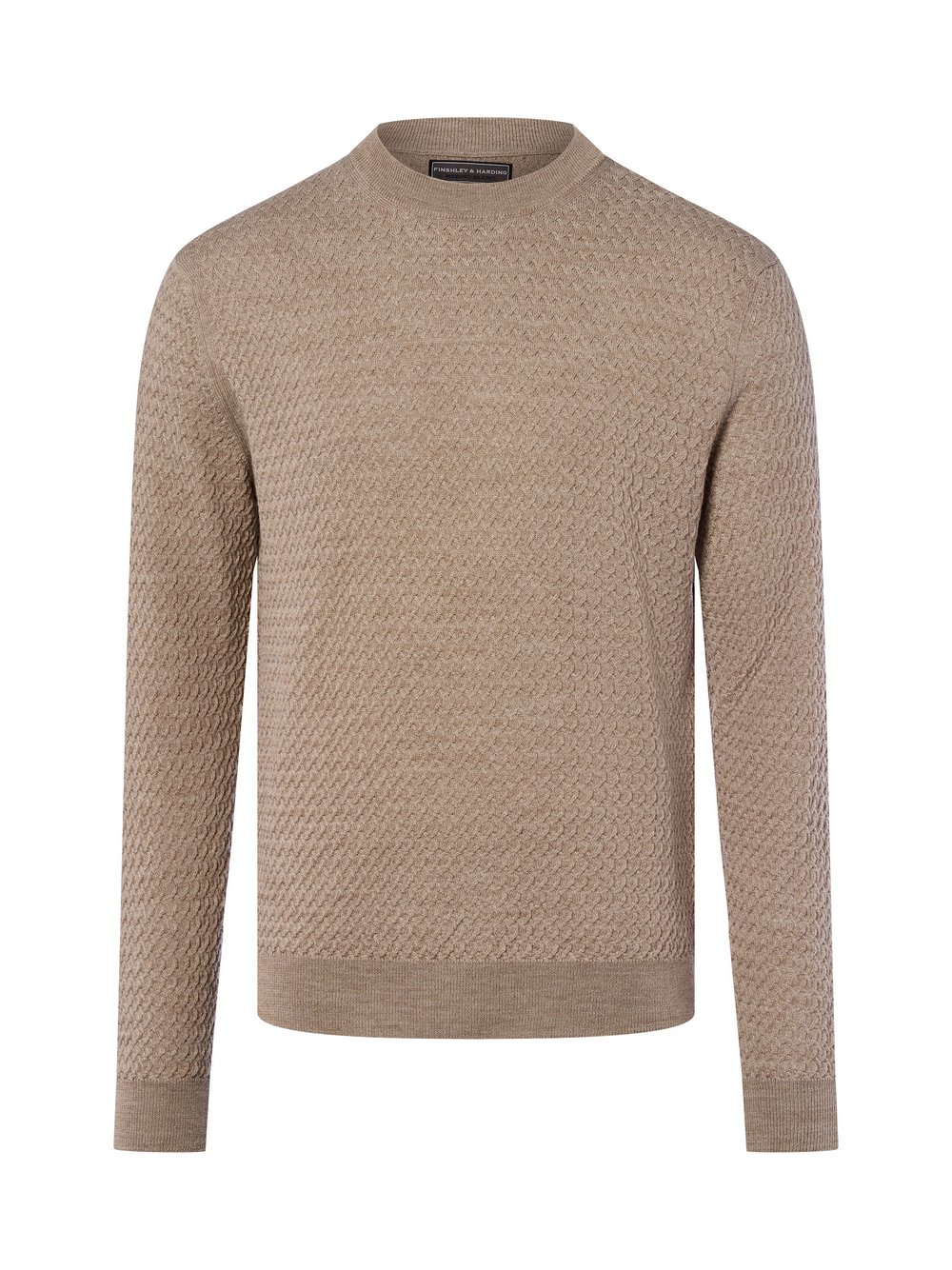 Finshley & Harding Męski sweter z dzianiny Mężczyźni Wełna merino brązowy, M