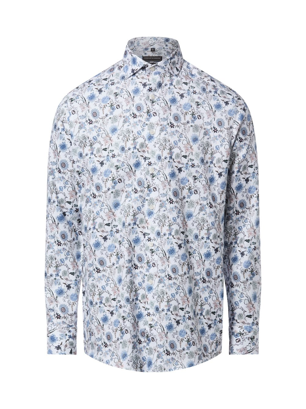 Finshley & Harding Męska koszula non-iron Mężczyźni Modern Fit Bawełna biały|niebieski|wielokolorowy, 43