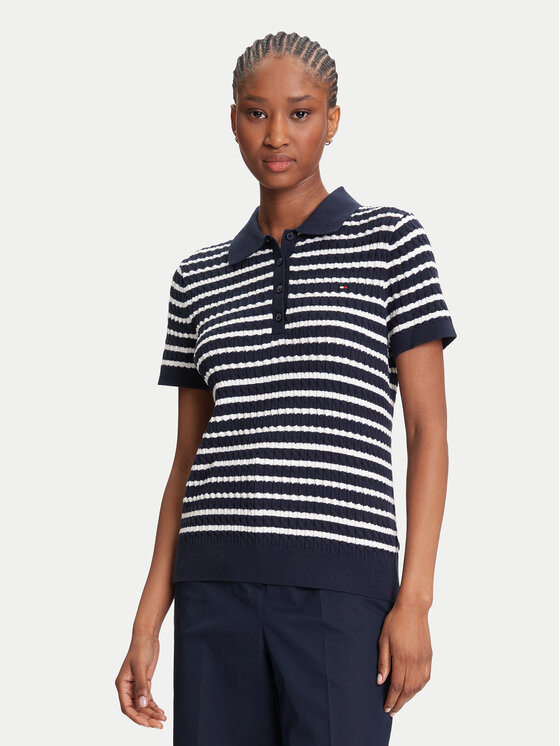 Tommy Hilfiger Polo Fine WW0WW41474 Granatowy Regular Fit
