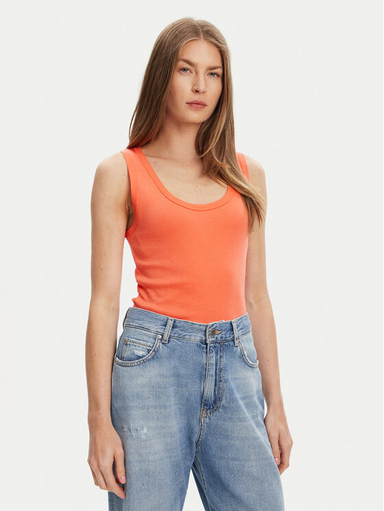 United Colors Of Benetton Top 3GA2DH010 Pomarańczowy Slim Fit