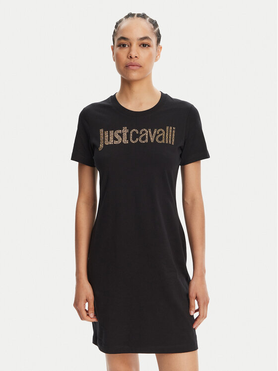 Just Cavalli Sukienka codzienna 78PAOE15 Czarny Regular Fit