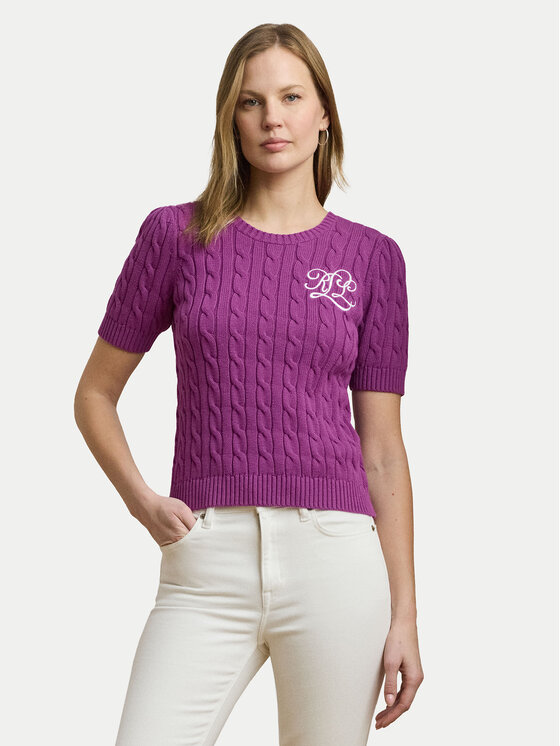LAUREN RALPH LAUREN Sweter 200976989002 Fioletowy Slim Fit