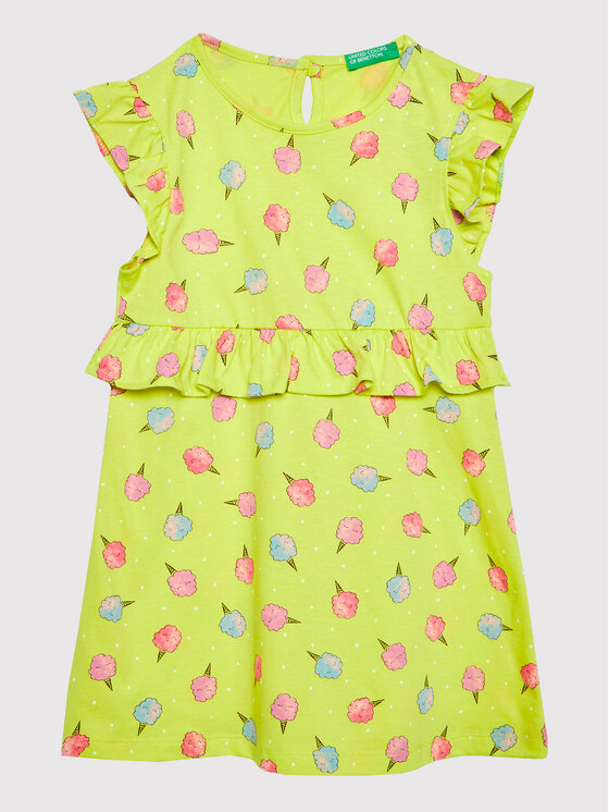United Colors Of Benetton Sukienka letnia 3HD3GV005 Żółty Regular Fit