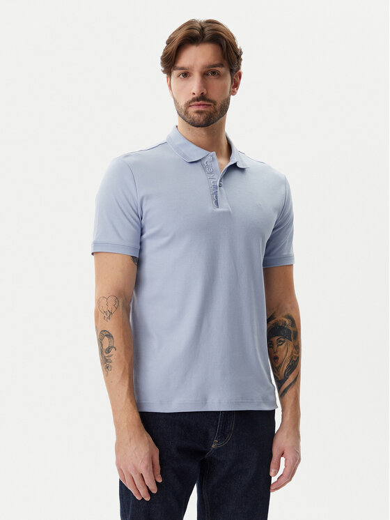 Calvin Klein Polo K10K114135 Błękitny Regular Fit