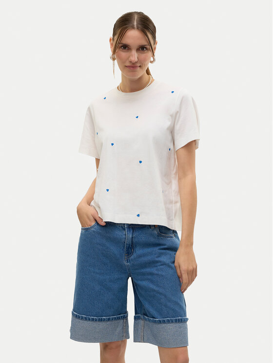 Vero Moda T-Shirt Solvei 10325318 Biały Regular Fit