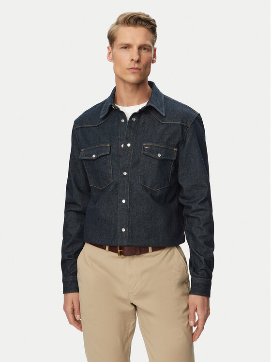 Tommy Jeans Koszula jeansowa Western DM0DM23022 Granatowy Regular Fit