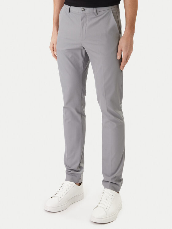 BOSS Chinosy P-Kaiton1 50543945 Srebrny Slim Fit