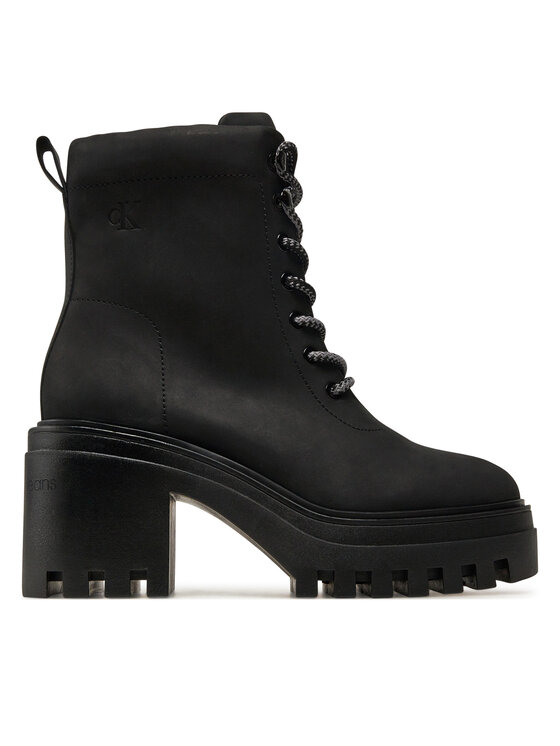 Calvin Klein Jeans Trzewiki Chunky Heeled Zip Boot Lth YW0YW01548 Czarny