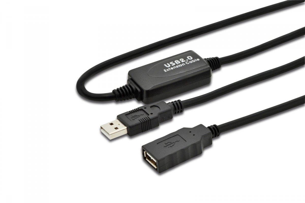 Przedłużacz USB 2.0A /M - USB A/Ż DIGITUS 10m  czarny