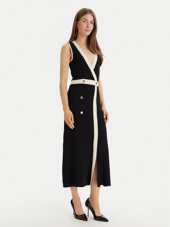 LOLA CASADEMUNT Sukienka dzianinowa LS2616160 Czarny Regular Fit