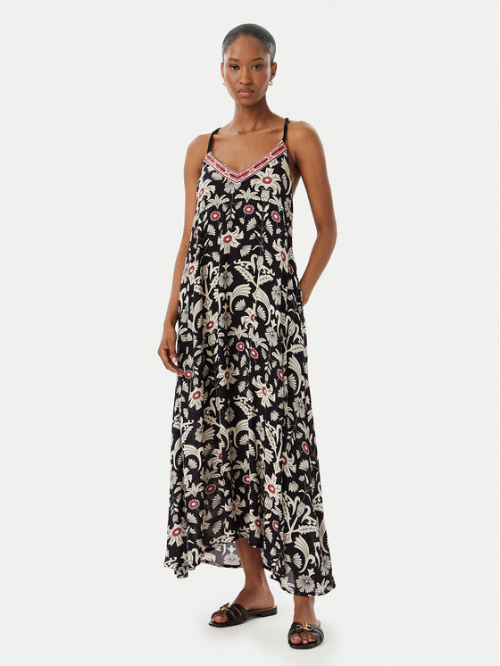 LOLA CASADEMUNT Sukienka letnia LS2616027 Czarny Regular Fit