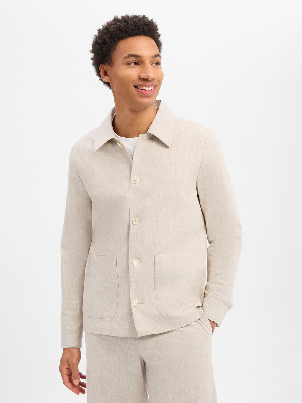 Finshley & Harding London Męska kurtka modułowa z zawartością lnu - Logan Mężczyźni Comfort Fit Bawełna beżowy, 52