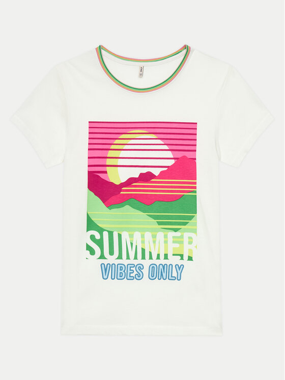 Kids ONLY T-Shirt Julie 15292340 Biały Slim Fit