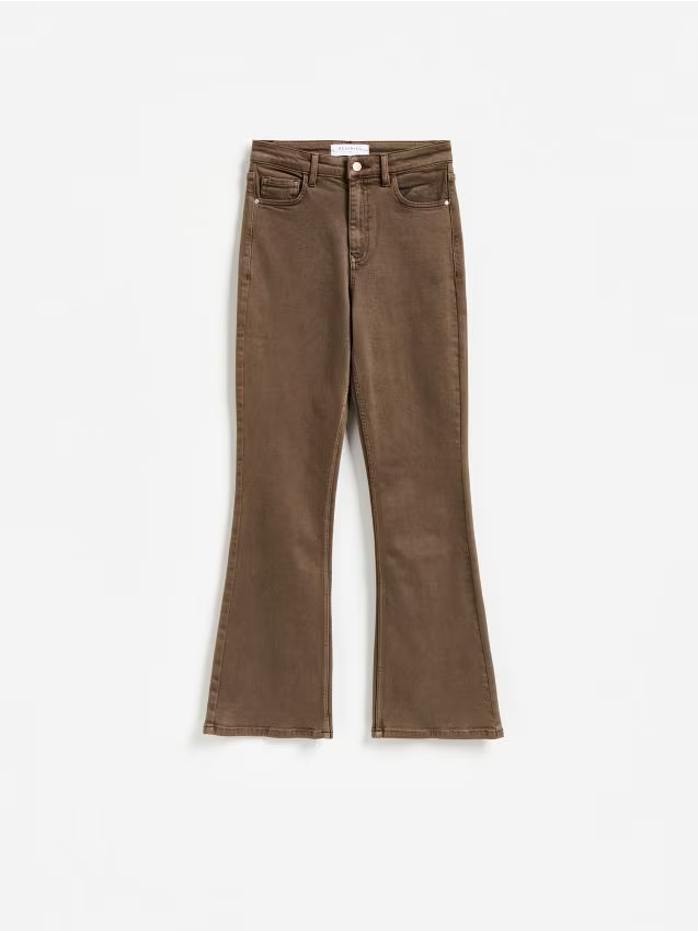 Reserved - Jeansy flare z krótszą nogawką - dark grey jeans