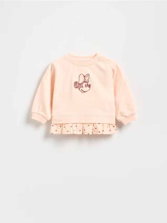 Reserved - Bawełniana bluza Minnie Mouse - pastelowy róż