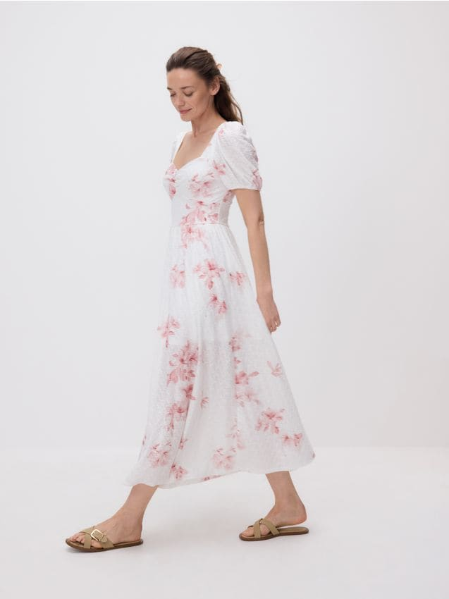 Reserved - Sukienka maxi w kwiaty - pastelowy róż