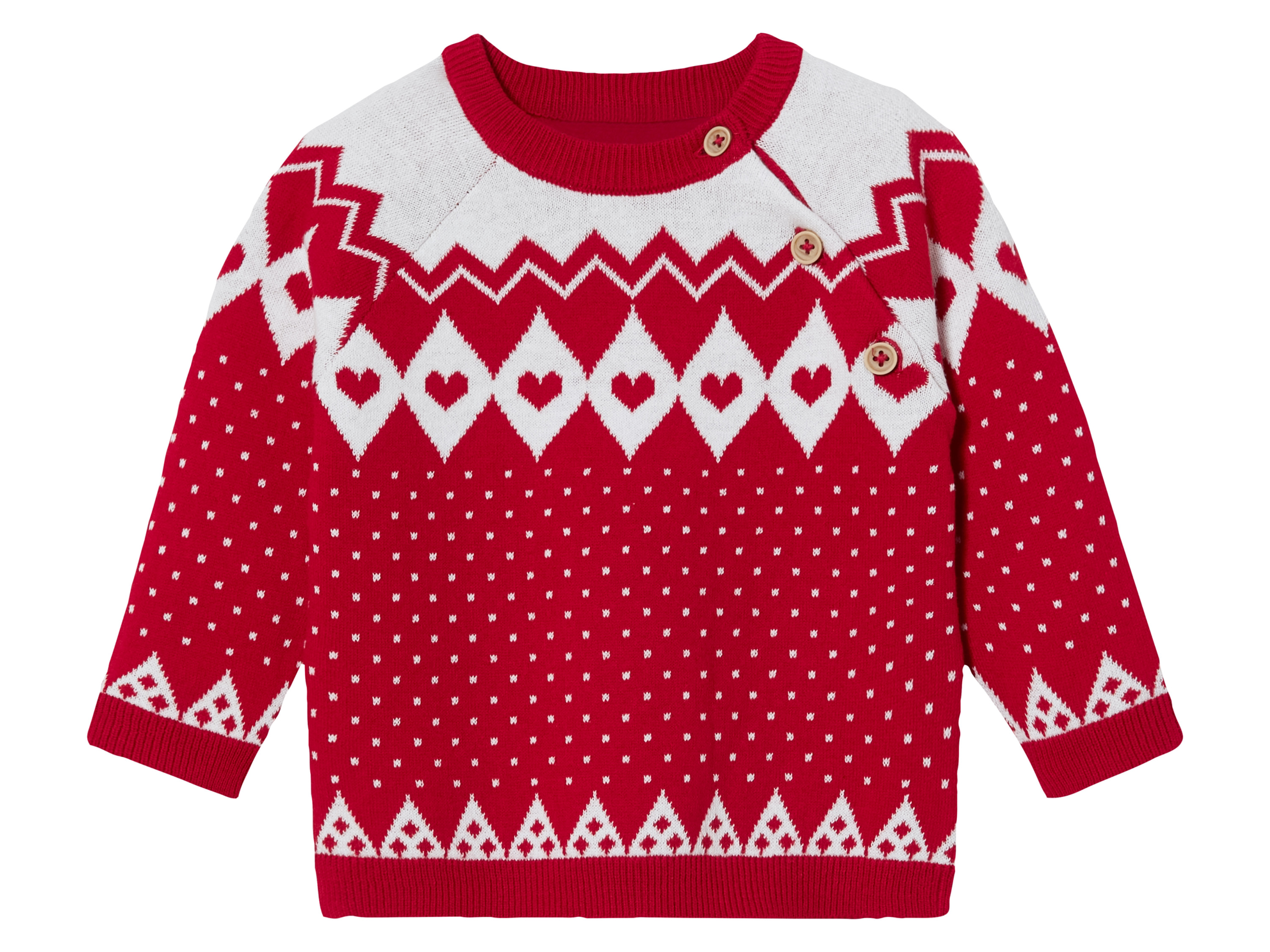 lupilu® Sweter dziecięcy z dzianiny, wzór norweski (74/80, Czerwony) miniaturka