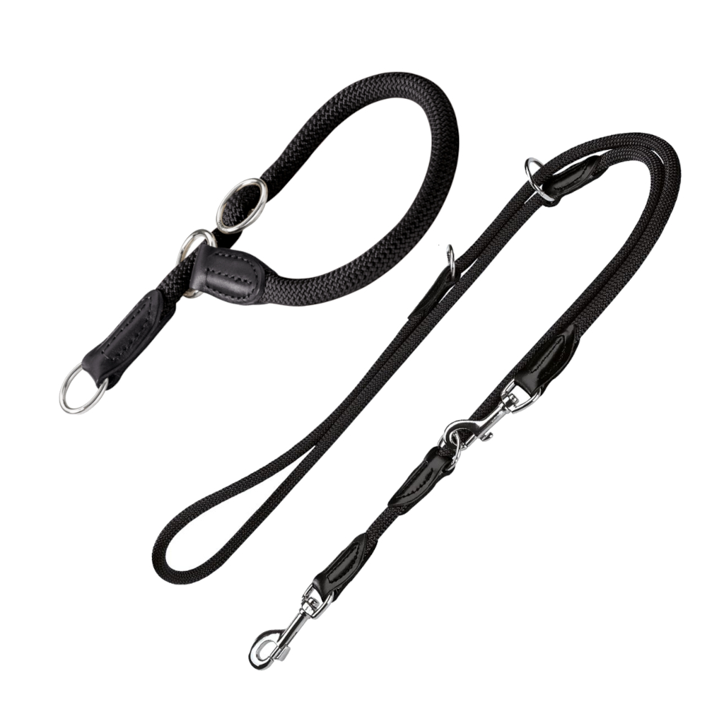 Komplet HUNTER Freestyle czarny obroża + smycz - Obwód szyi: max. 55 cm + smycz 200 cm