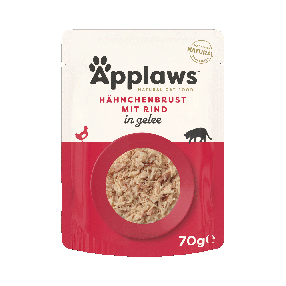 Applaws w galarecie, saszetki, 16 x 70 g - Kurczak z wołowiną