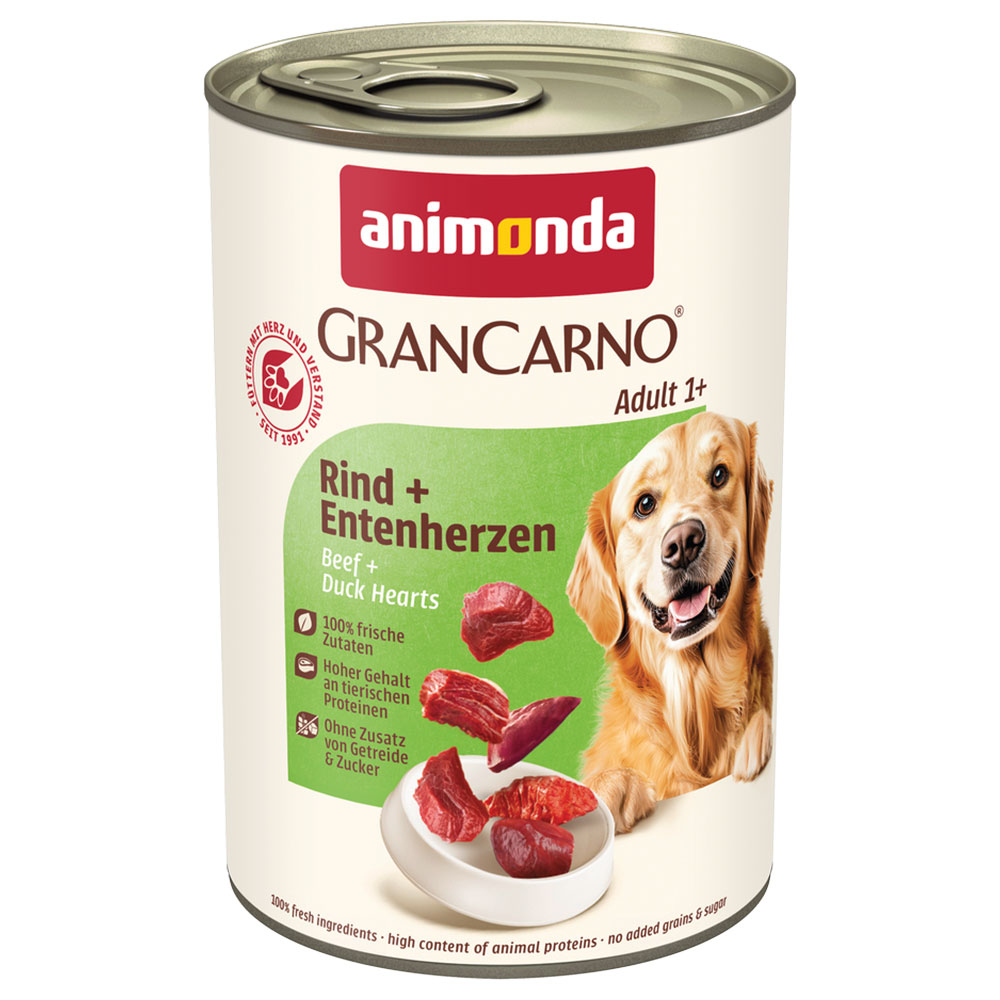 Megapakiet animonda GranCarno Original Adult, 24 x 400 g - Wołowina i kacze serca