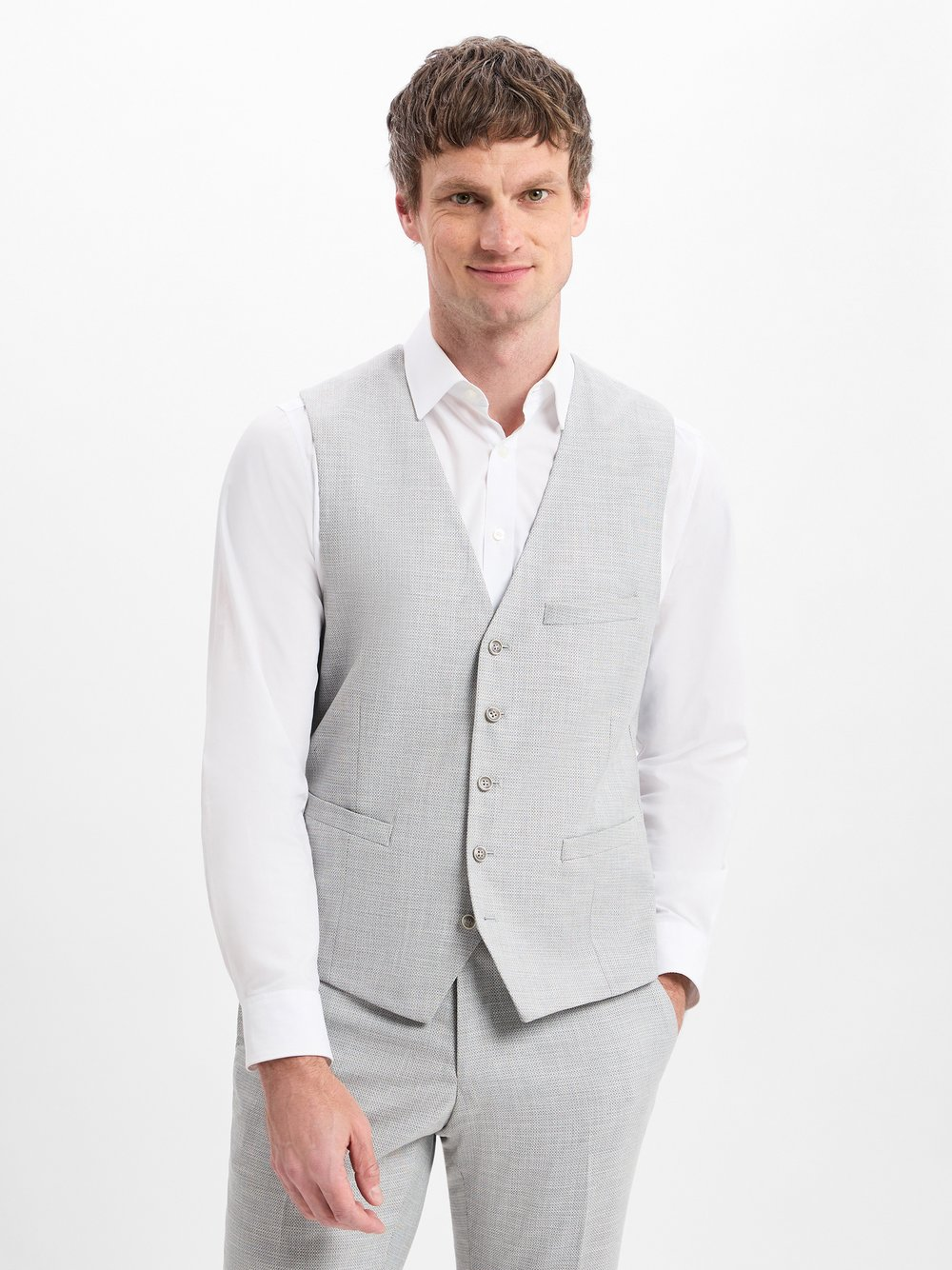 Finshley & Harding Męska kamizelka modułowa - Max Mężczyźni Modern Fit wiskoza szary, 56