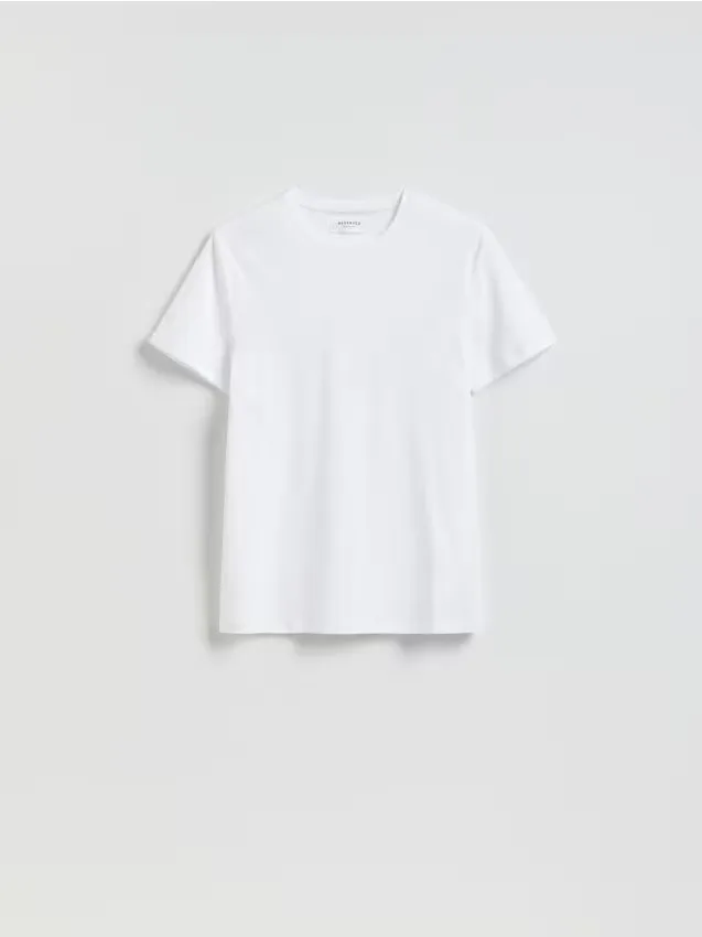 Reserved - T-shirt slim z bawełny pima - biały