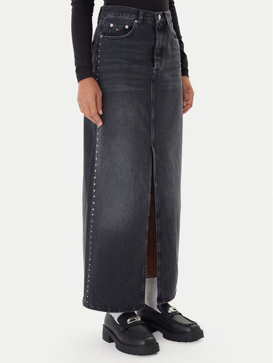 Tommy Jeans Spódnica jeansowa Layla DW0DW21576 Czarny Regular Fit