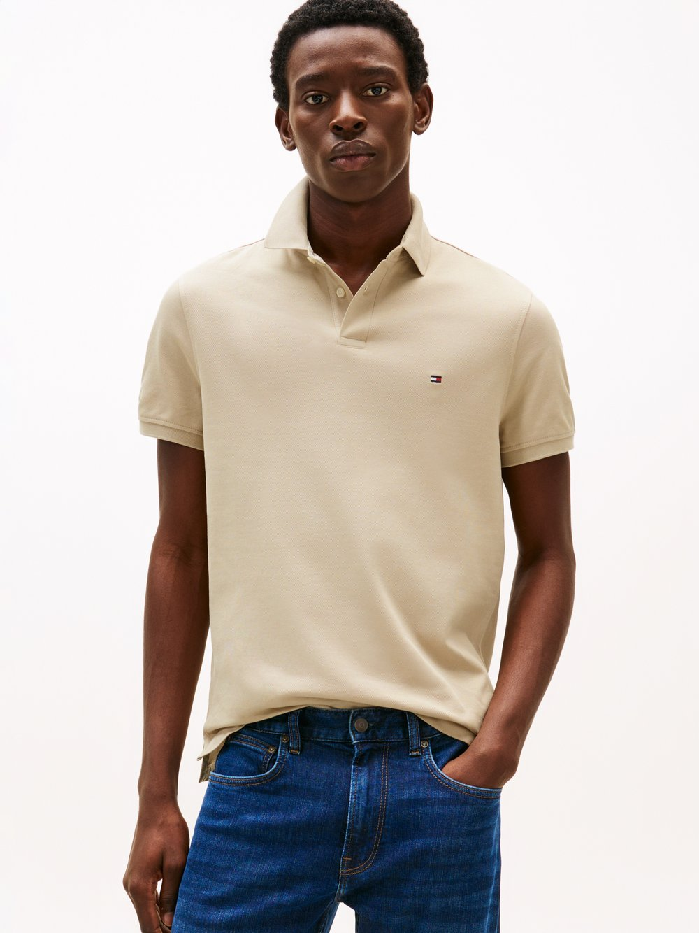 Tommy Hilfiger Męska koszulka polo Mężczyźni Bawełna beżowy, XXL