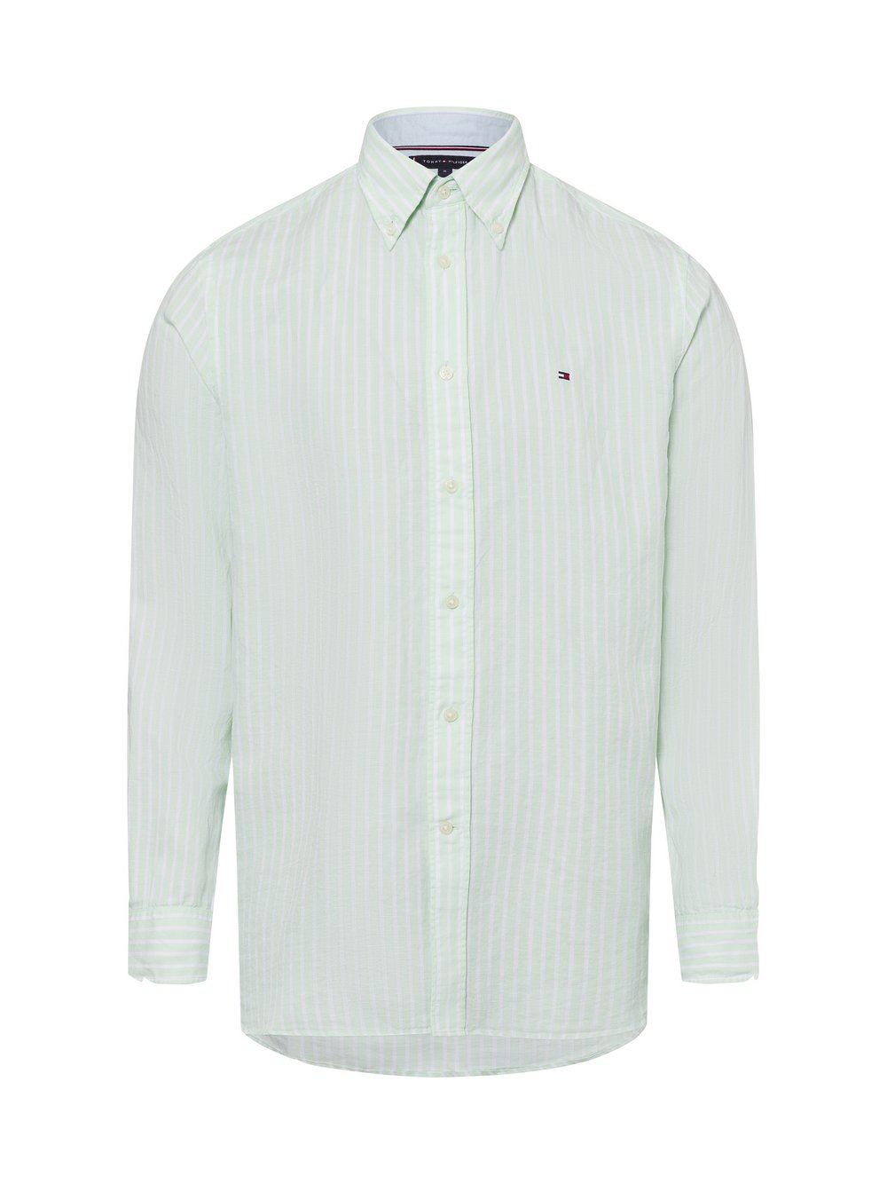 Tommy Hilfiger Męska koszula casual z zawartością lnu Mężczyźni Regular Fit Bawełna zielony, L