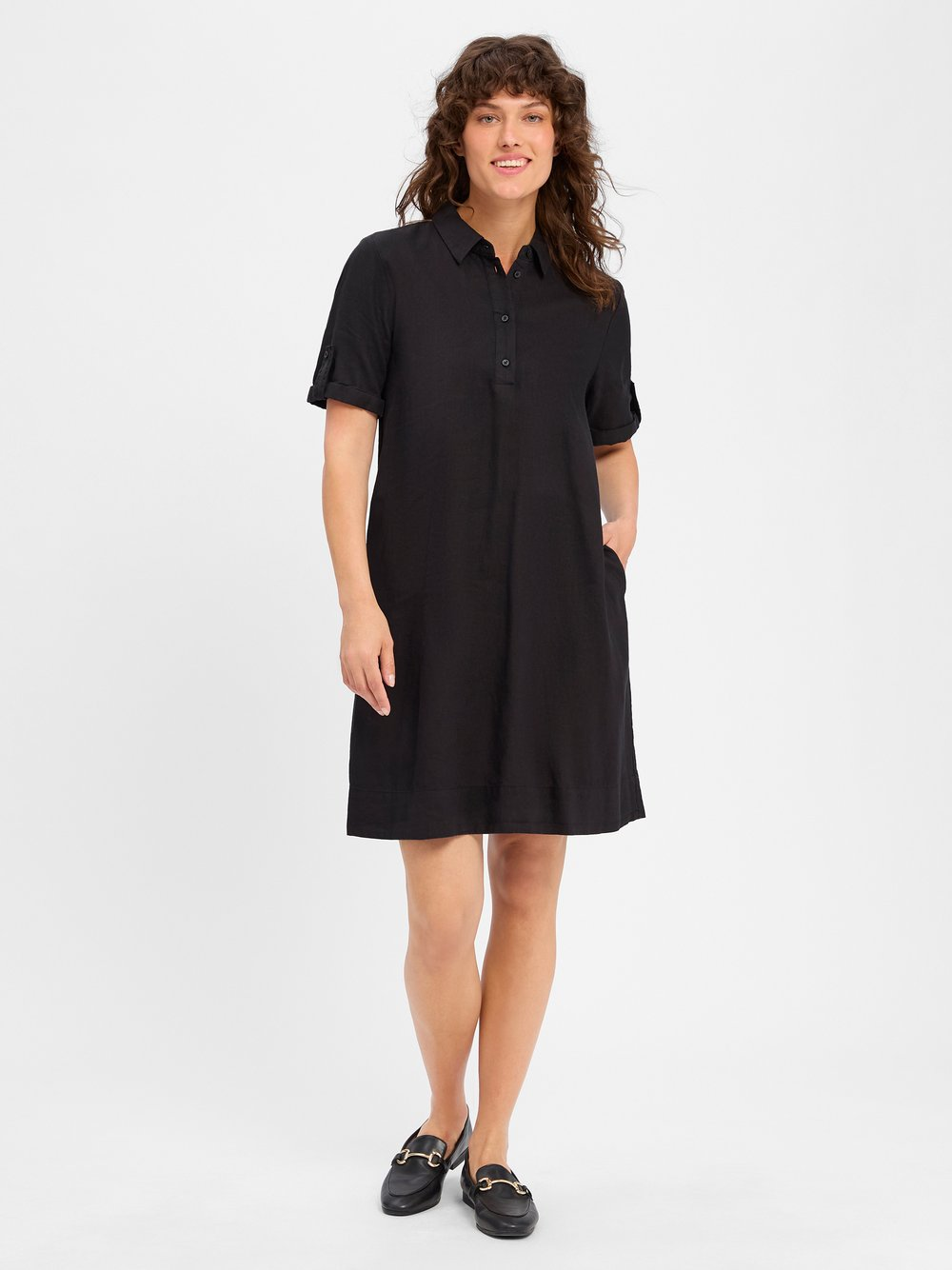 comma casual identity Sukienka damska z lnu Kobiety len czarny, 38
