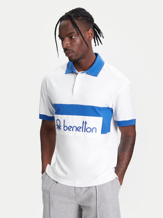 United Colors Of Benetton Polo 3MCYU301U Biały Regular Fit