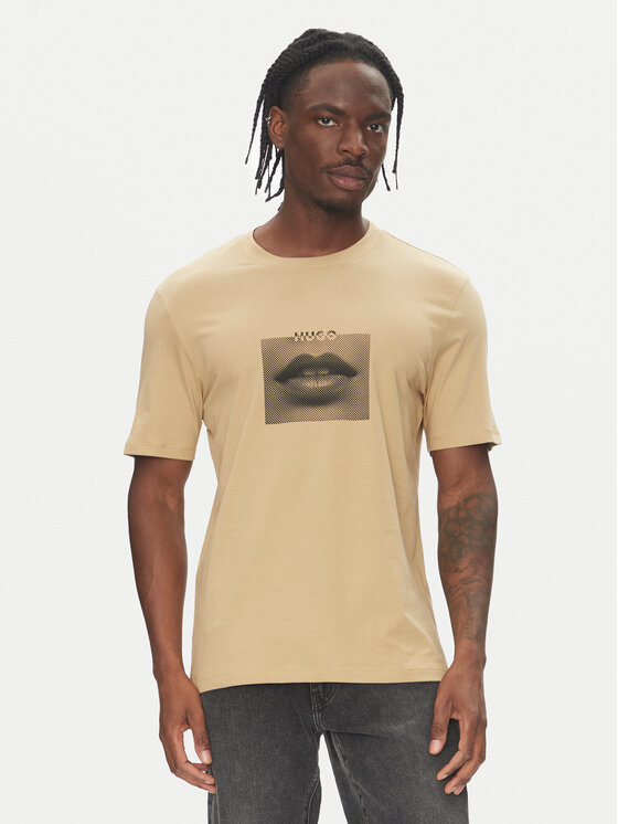 HUGO T-Shirt Deterni 50544496 Beżowy Regular Fit