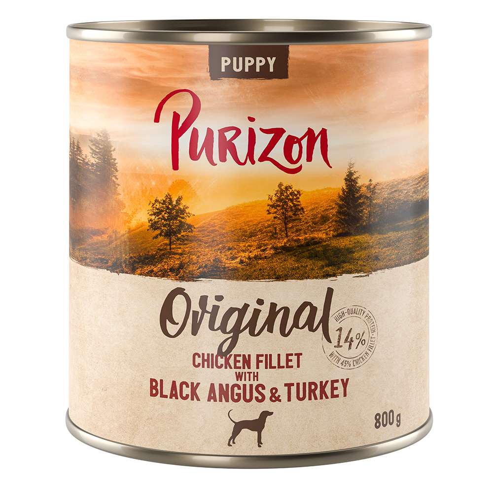 Korzystny pakiet Purizon Puppy, 12 x 800 g - Filet z kurczaka z wołowiną Black Angus i indykiem