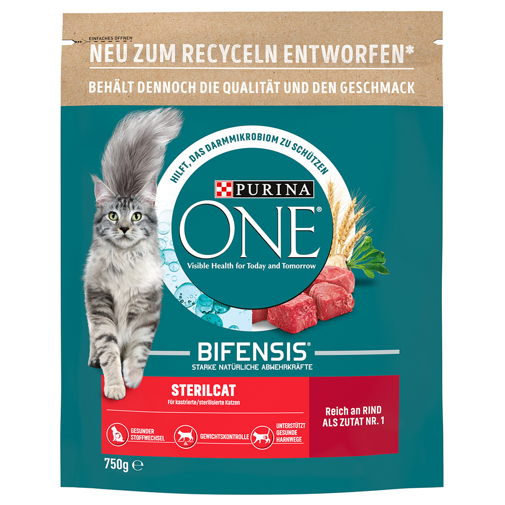 25% taniej! Purina ONE, karma sucha, 2 x 450 g / 650 g / 750 g - SterilCat, wołowina, 2 x 750 g