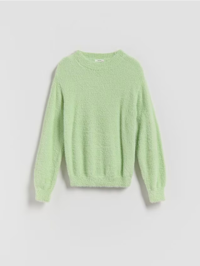 Reserved - Puszysty sweter - jasnozielony