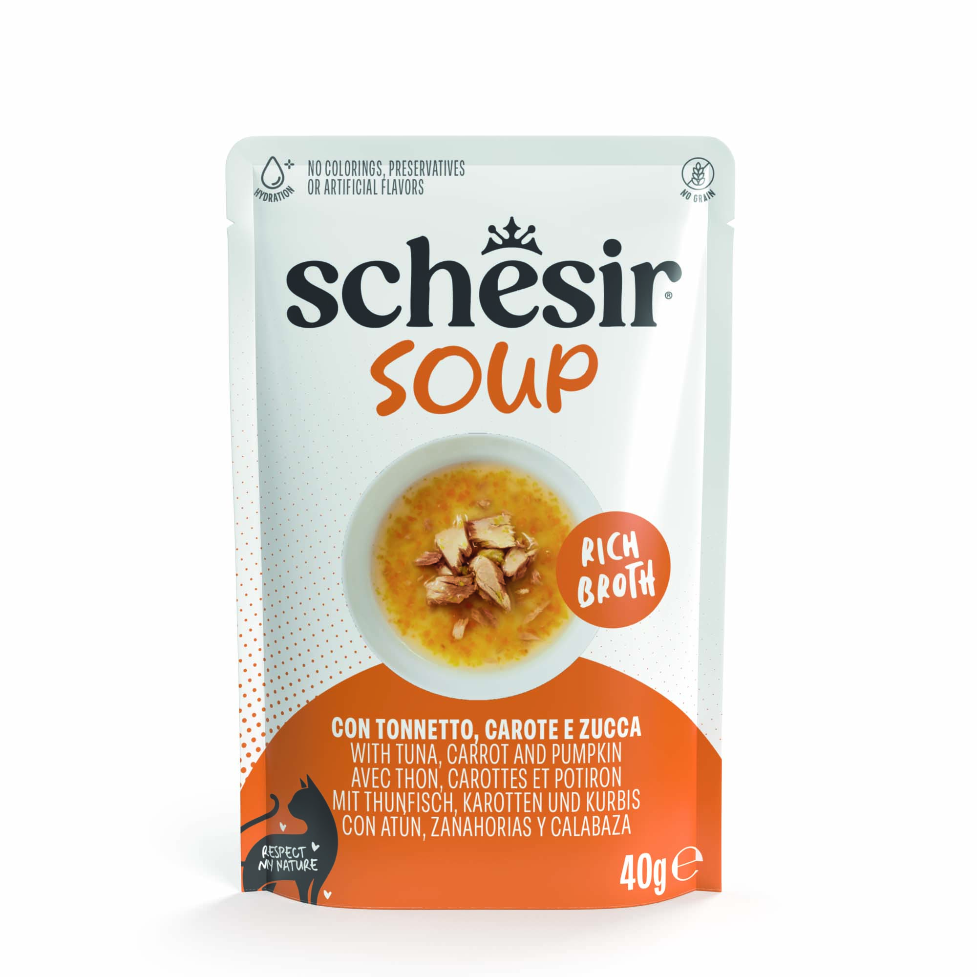 Korzystny pakiet Schesir Cat Soup, 24 x 40 g - Tuńczyk, marchew i dynia