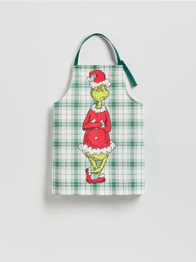 Reserved - Świąteczny fartuch Grinch - ciemnozielony