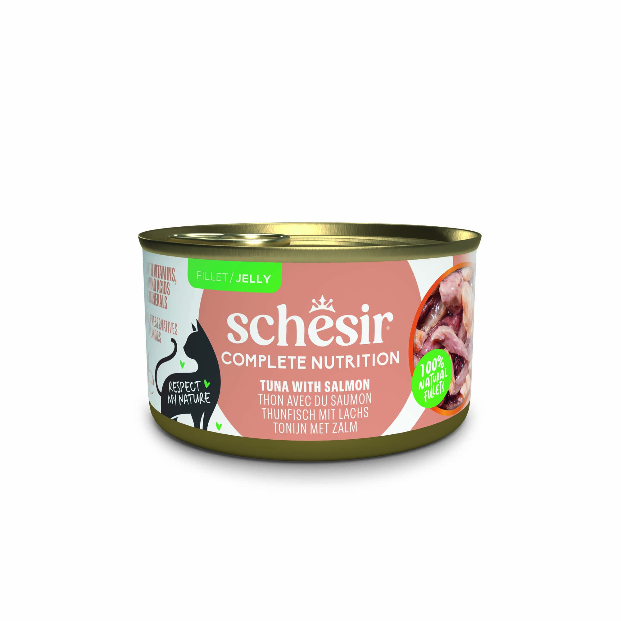 Korzystny pakiet Schesir Complete Nutrition, filet w galarecie, 24 x 85 g - Tuńczyk z łososiem