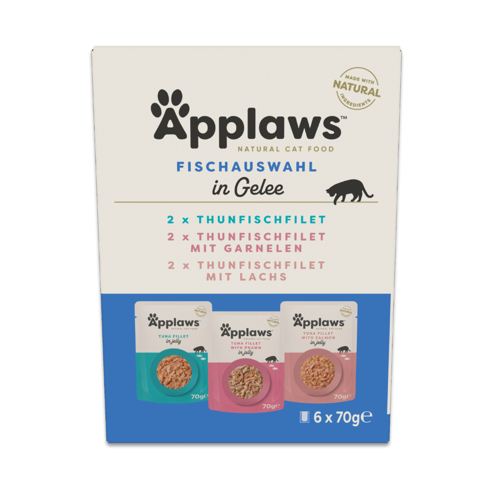 Pakiet próbny Applaws, saszetki w galarecie, 6 x 70 g - Wybór z rybą